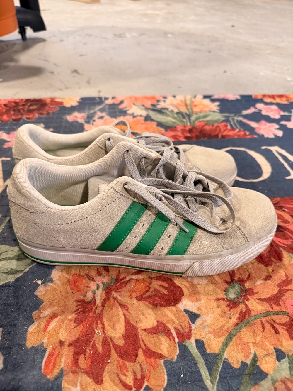 Adidas Suede Sneakers with Green Stripes